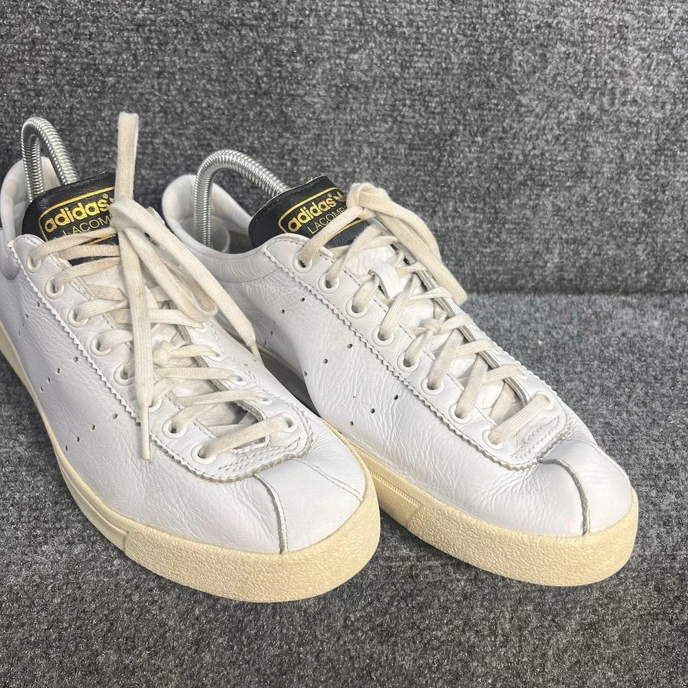 Adidas Lacombe Mens 10 White Black Leather Low Top Sneakers/Trainers DB3013 9/18
